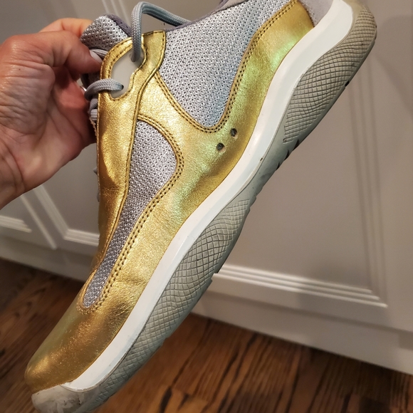 Prada mens sneakers. Gold bike fabric. - Picture 2 of 4